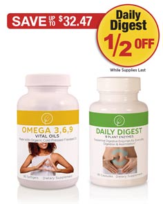 Sale: Omega 3,6,9, Vital Oils Buy 1 Get Daily Digest Enzymes 1/2 OFF 