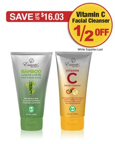 Sale: Buy 1 Bamboo Luffa get 1 Vitamin C Facial Cleanser half off!

