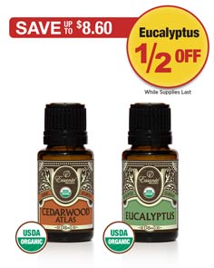Sale: Buy 1 Cedarwood Atlas Essential Oil get 1 Eucalyptus half off!